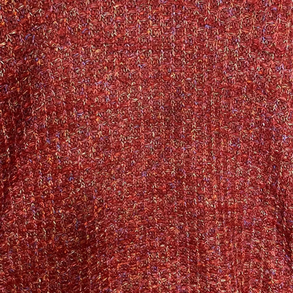 Umgee womens L rainbow tight knit sweater mixed media colorful comfy red casual - Picture 3 of 8